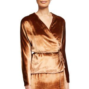 Vince Panne Velvet Long-Sleeve Wrap-Front Top